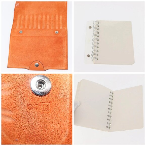 HERMES Day Planner Cover Leather Orange Silver Auth 147237 - Picture 15 of 16